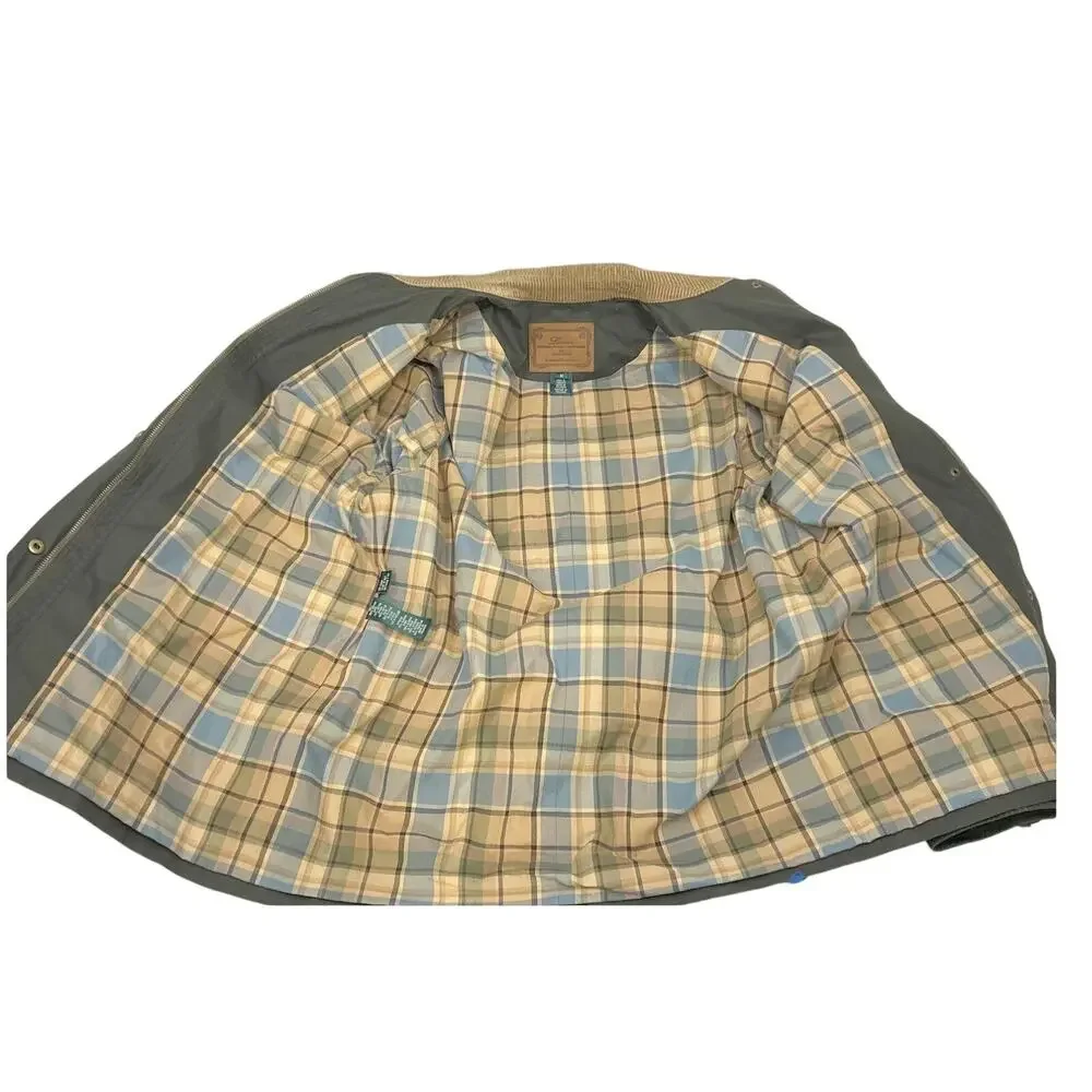 Lauren Ralph Lauren Green Cotton Barn Coat Field Jacket Corduroy Collar Plaid - Picture 4 of 5